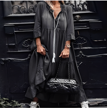 Irénée - Długa wygodna sukienka dżinsowa dla kobiet