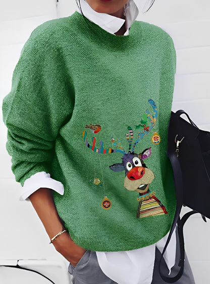 Milly - Stylowy, luźno szyty sweter z nadrukiem dla kobiet