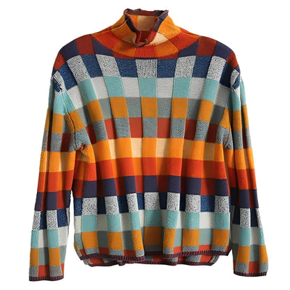 Katherine - Stylowy patchworkowy sweter z kaszmiru dla kobiet