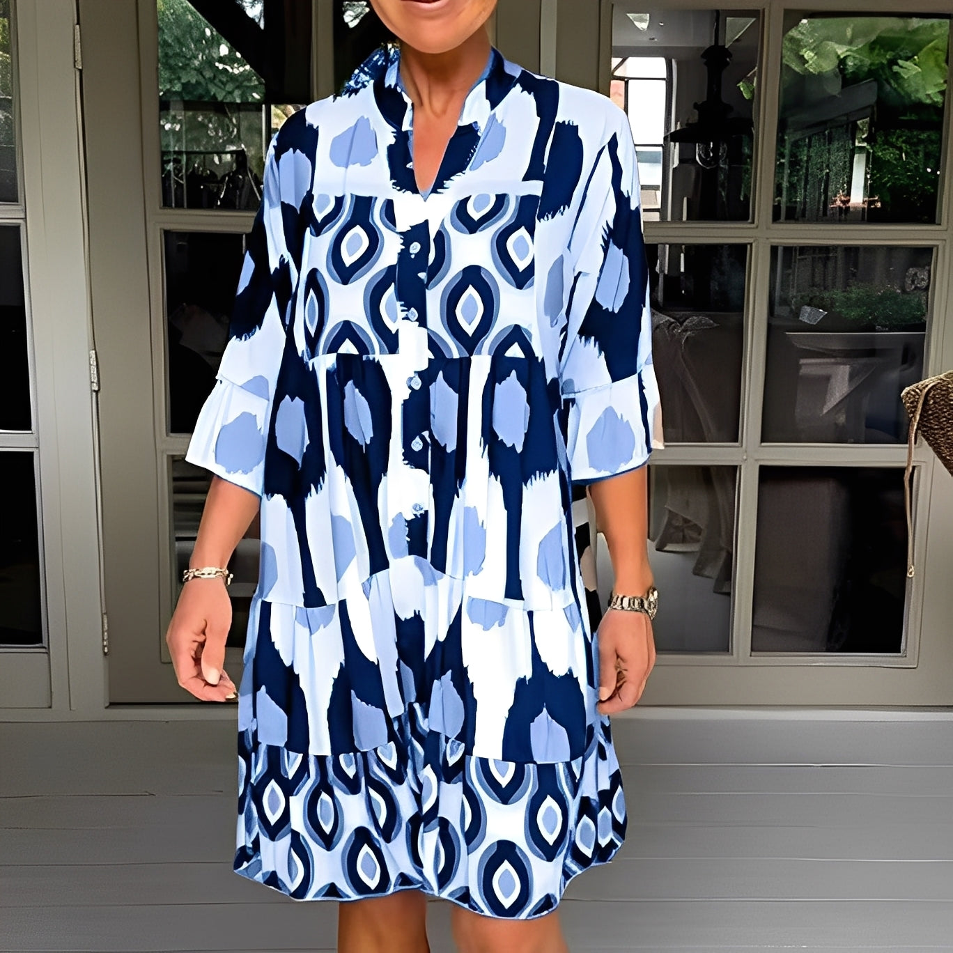 Floriane - Sukienka luźna z nadrukiem dla kobiet