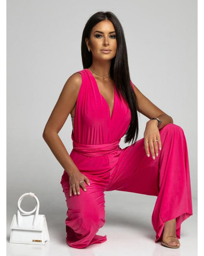 FlairFashion - Bezrękawowy kombinezon z dekoltem w serek