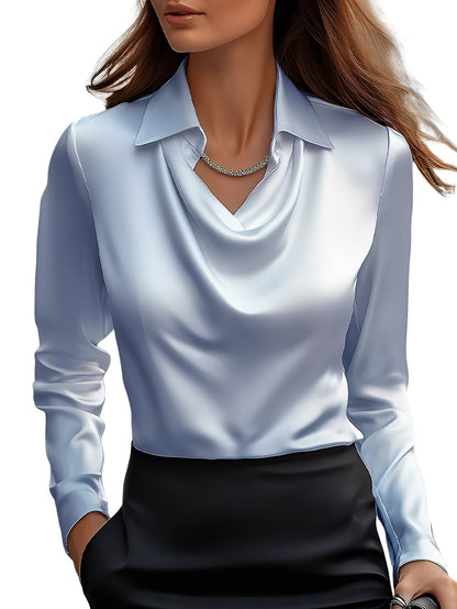 Dionne - Elegancka bluzka z długim rękawem z satyny dla kobiet