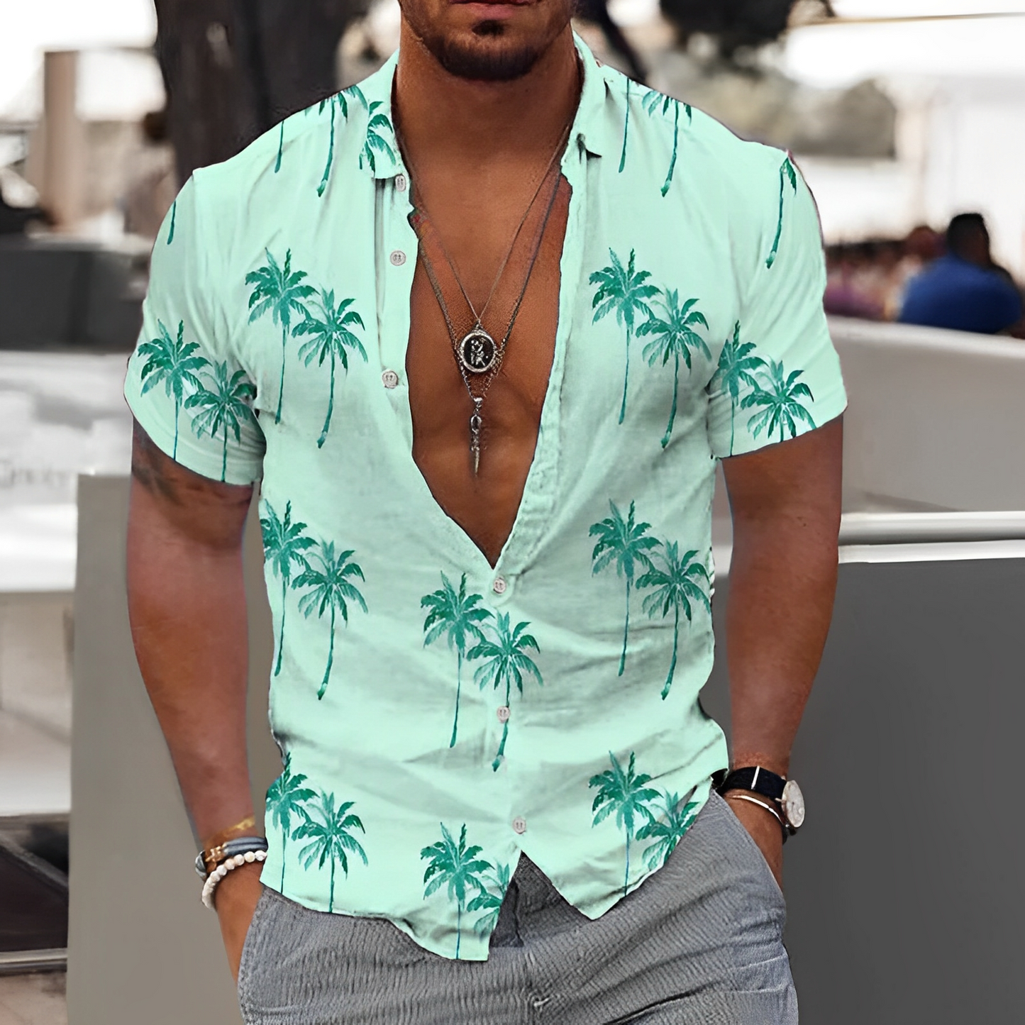 Rowen - Lniana koszula z nadrukiem