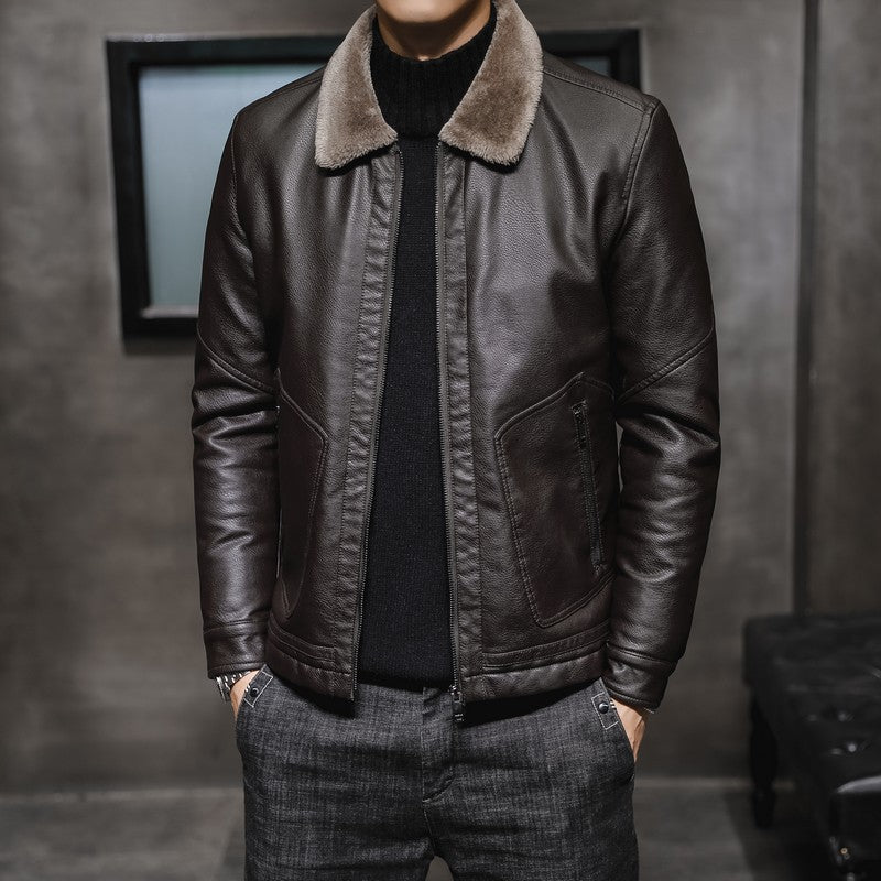 Ben - Retro-kurtka motocyklowa z ciepłej skóry dla mężczyzn