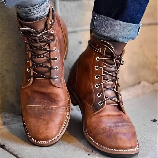 Kevin - Retro-skórzane buty dla mężczyzn