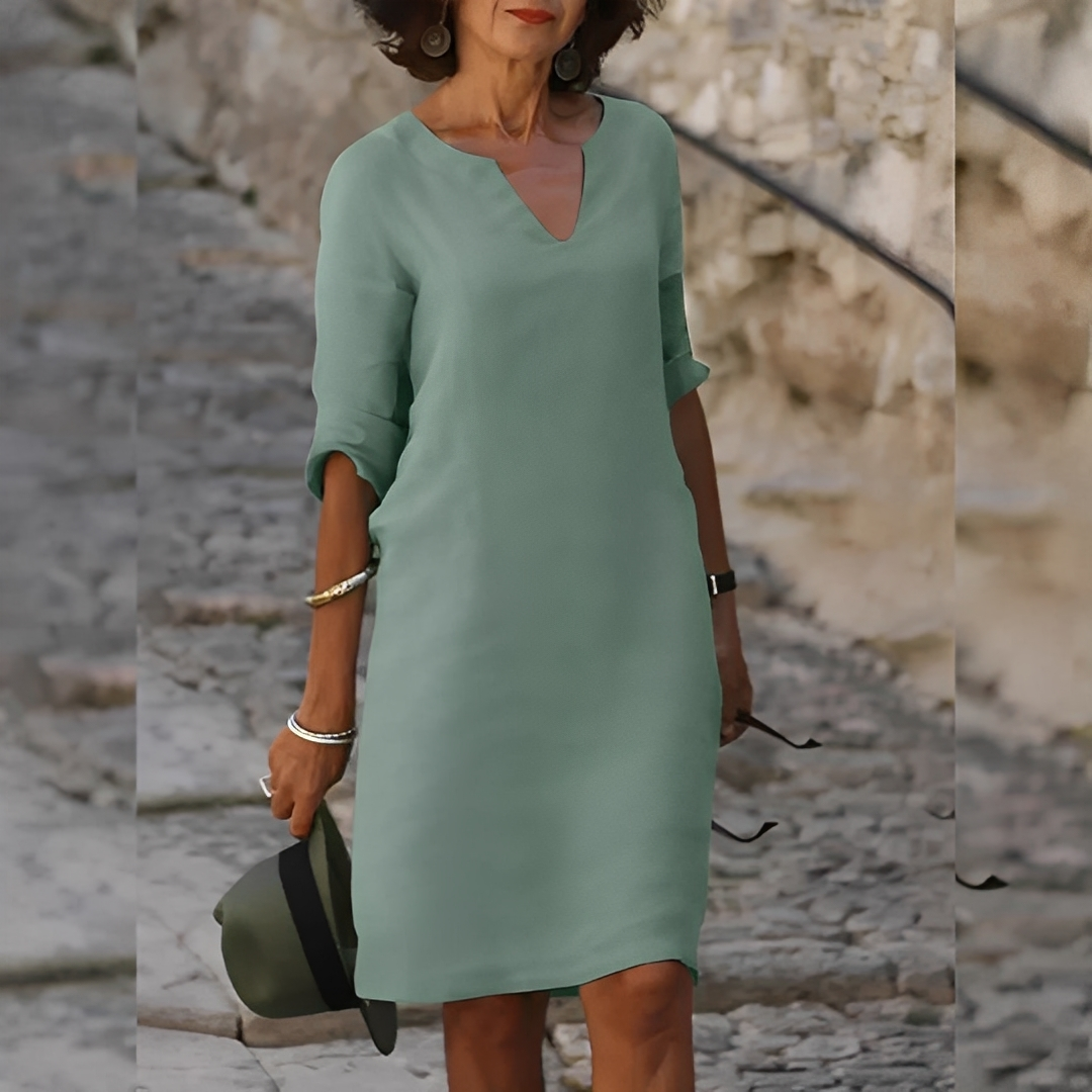 Guilaine - Sukienka elegancka z dekoltem V dla kobiet