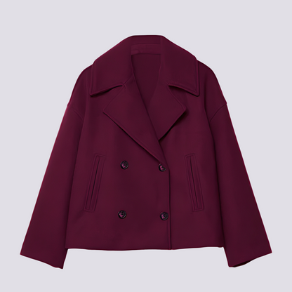 Bethney - Elegancka krótka kurtka wełniana z klasycznym kołnierzem dla kobiet