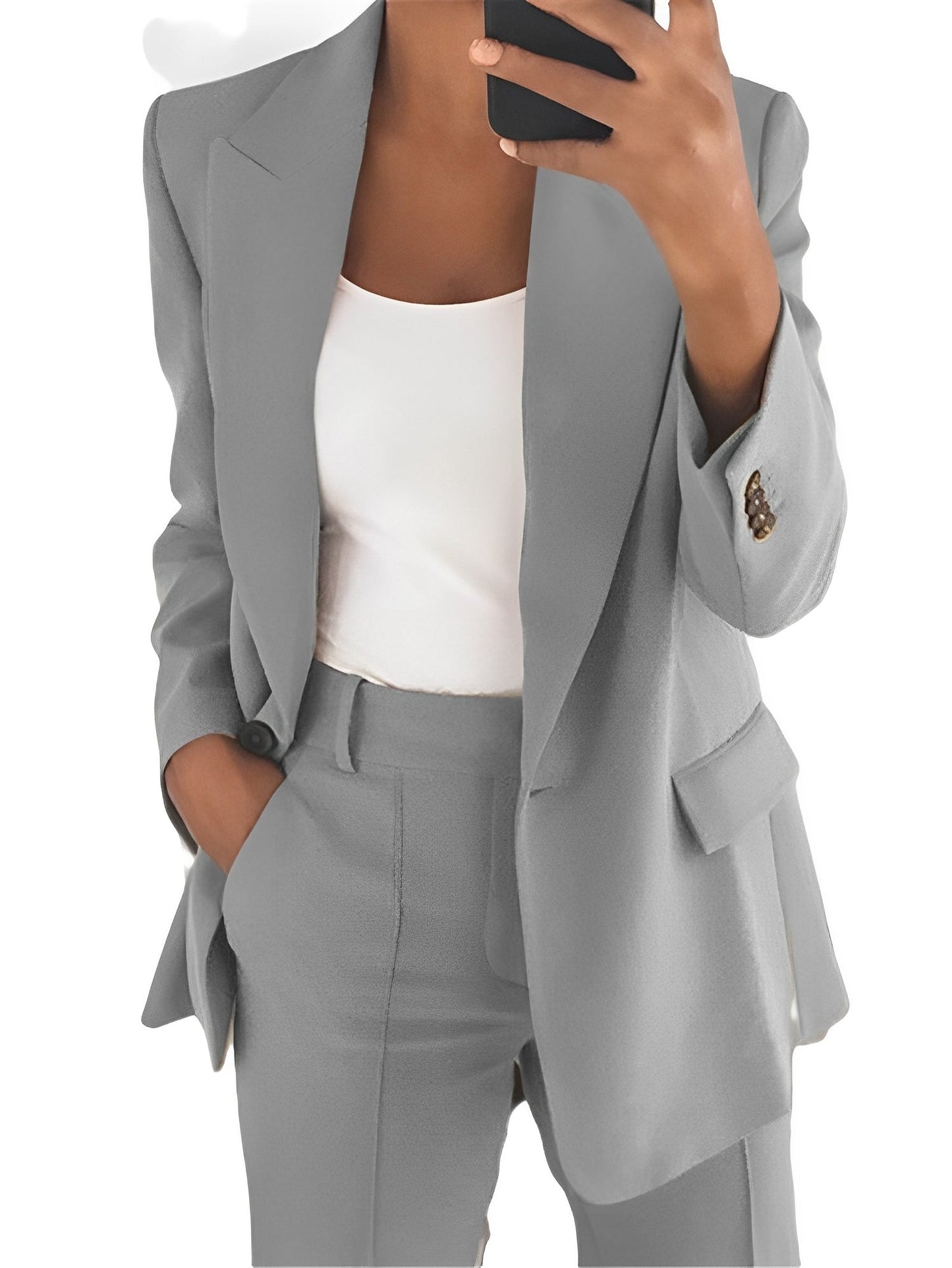 Lorainne - Casualny smukły garnitur z klapami dla kobiet