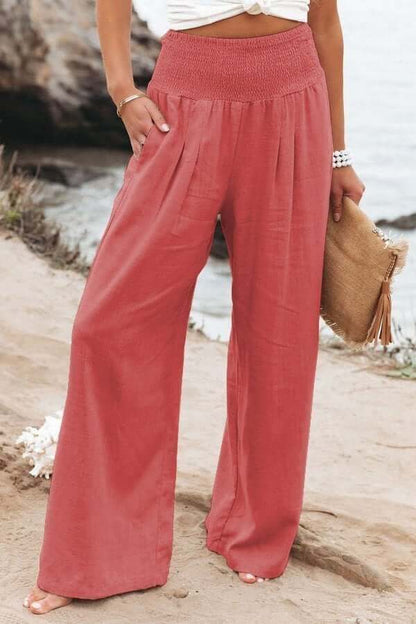 Quinley - Lniane spodnie z stretch