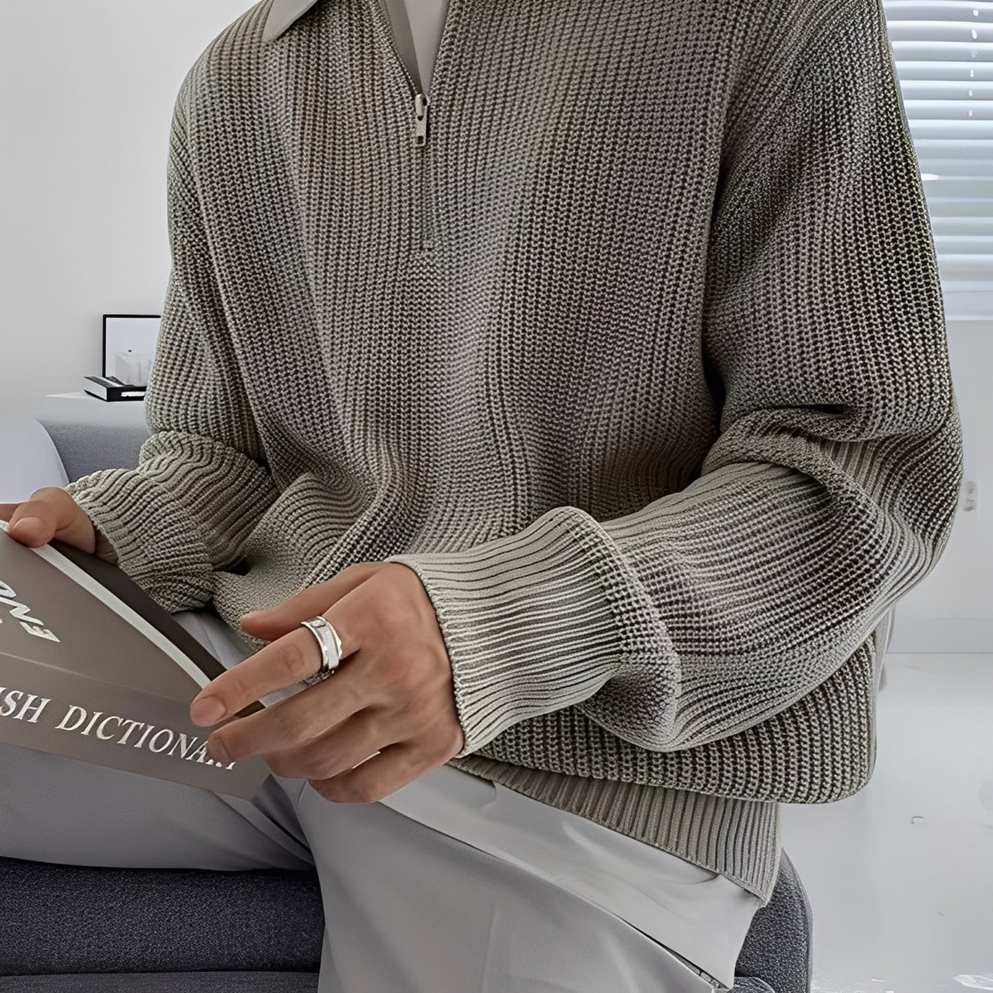 Jeffrey - Elegancki, luźno dziany sweter dla mężczyzn