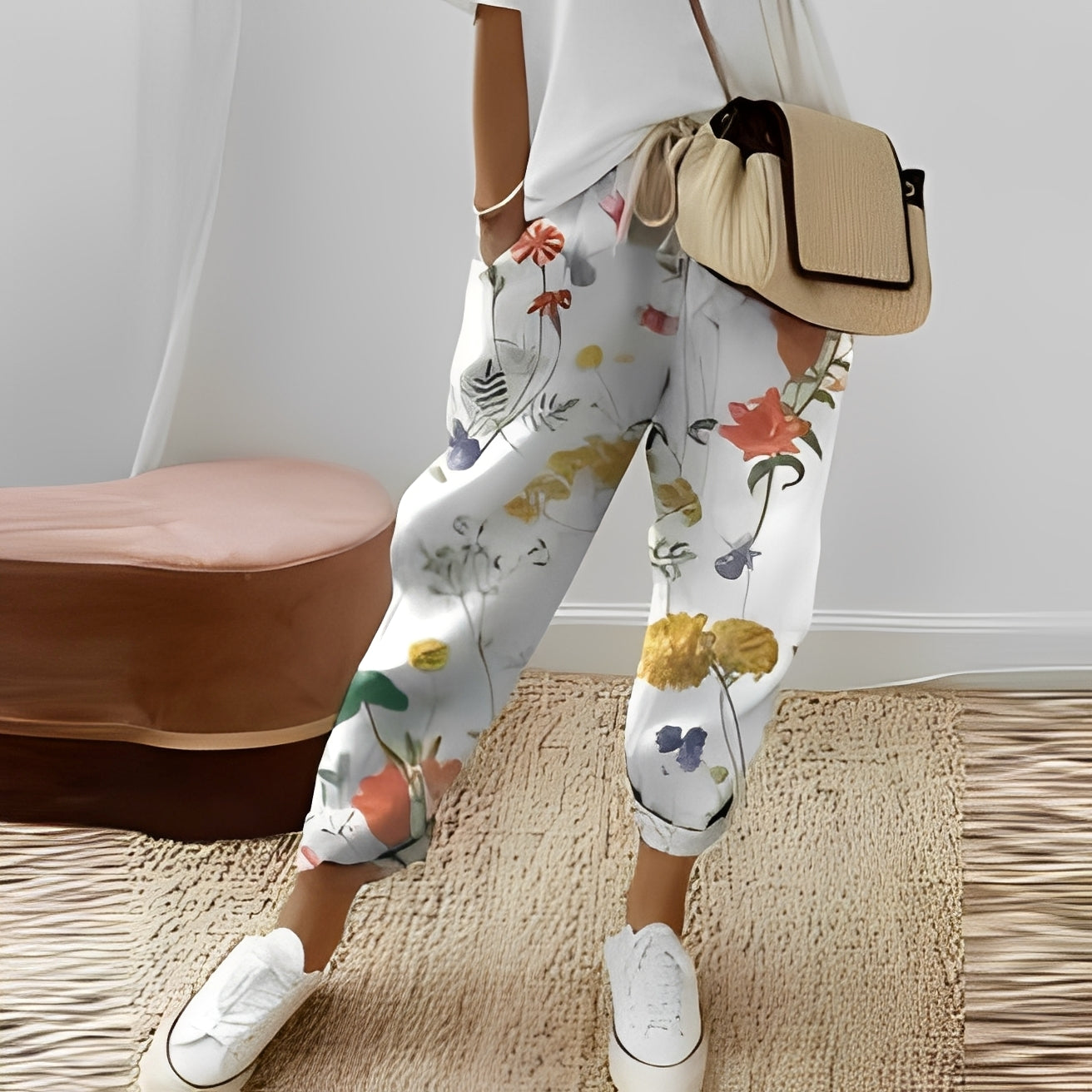 Jacinthe - Spodnie wygodne z sznurkiem dla kobiet