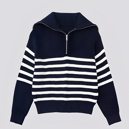 Christine - Stylowy pasiasty sweter z zamkiem dla kobiet