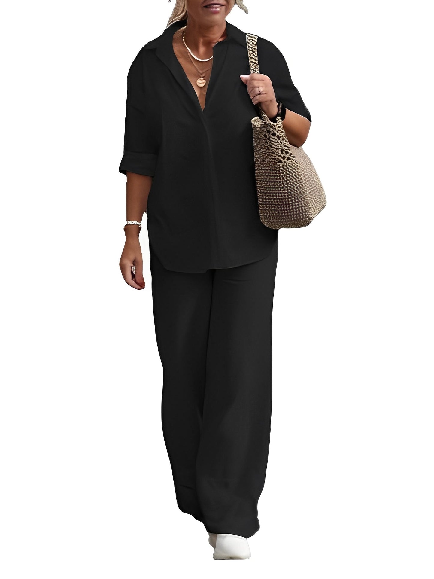 Earleen - Wygodny dwuczęściowy garnitur z lnu dla kobiet