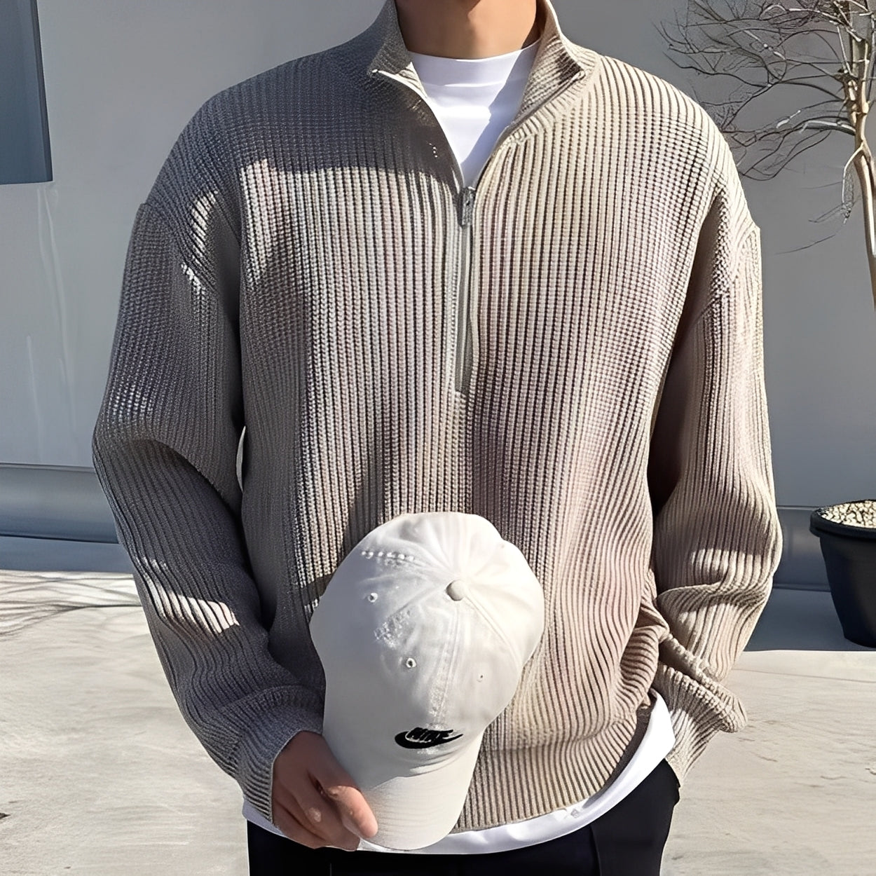 Jeffrey - Elegancki, luźno dziany sweter dla mężczyzn