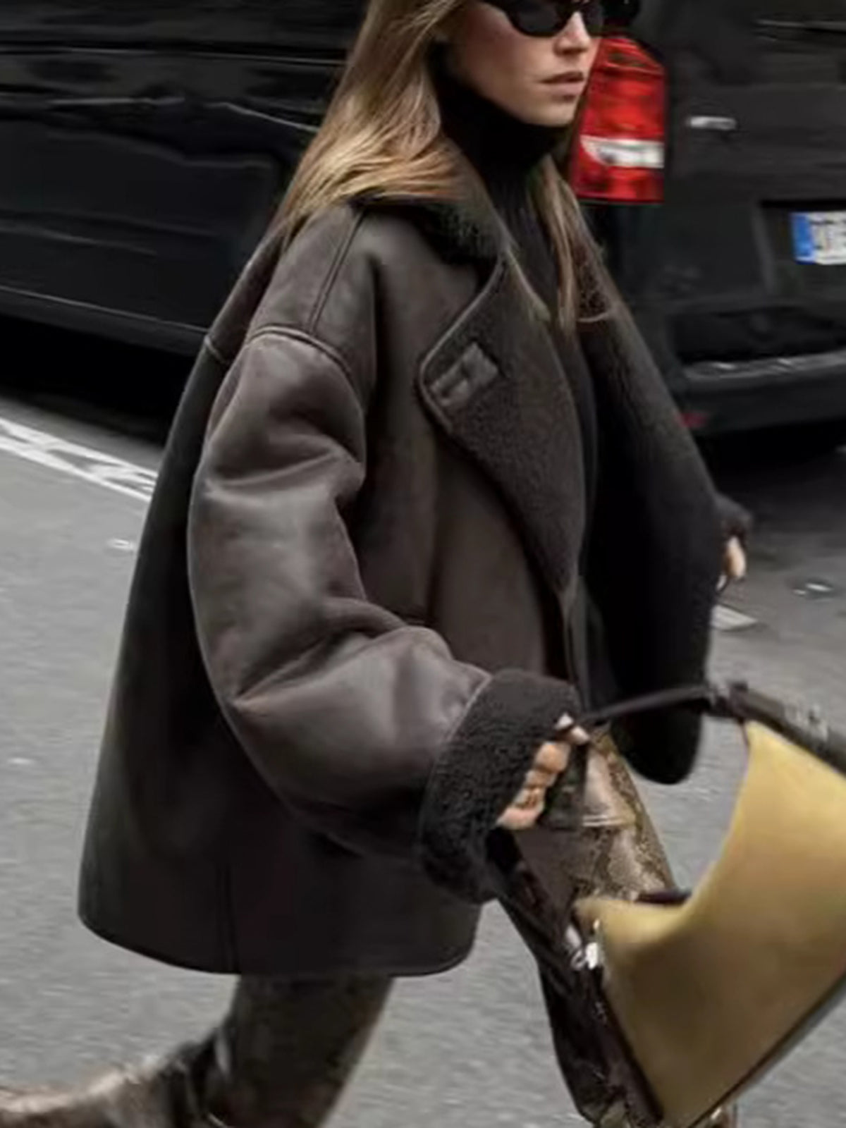 Olivia - Kurtka ze sztucznego futra z klapami