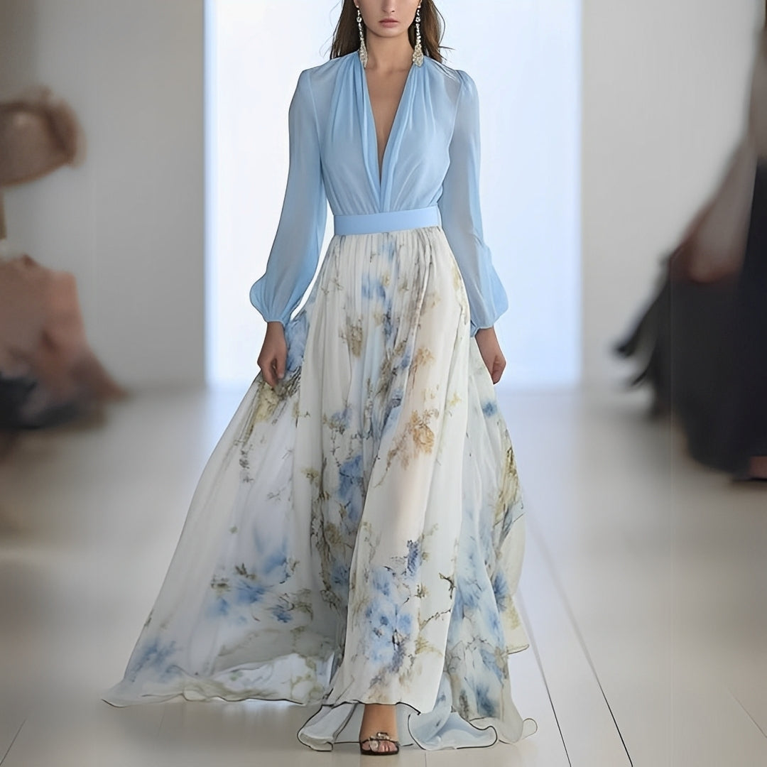 Cherise - Modna długa sukienka w kwiaty