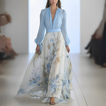 Cherise - Modna długa sukienka w kwiaty