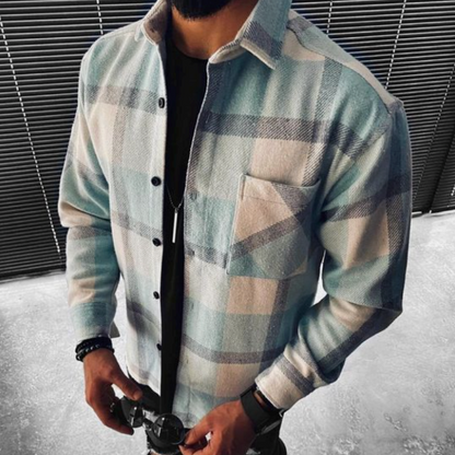 Ben – Męska koszula w kratę z kieszenią na piersi