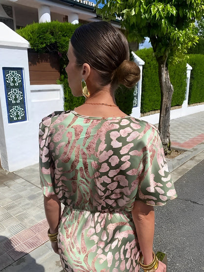 Calista - Elegancka sukienka ze skręconym dekoltem w V