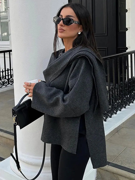Ella - Elegancka peleryna-żakiet