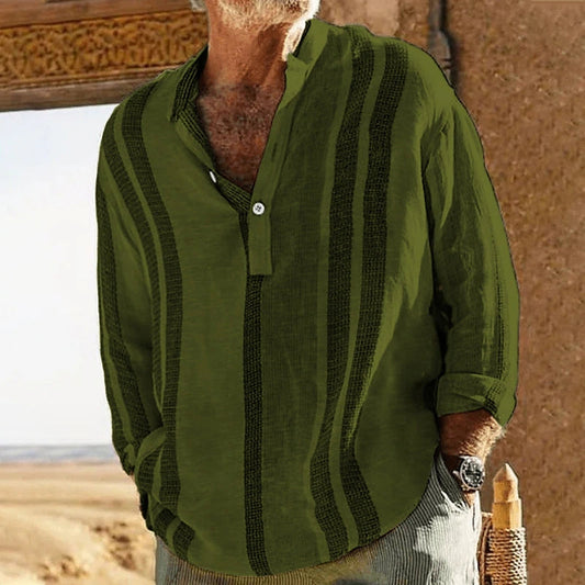 Yano - Camicia w stylu lino vintage a maniche lunghe dla mężczyzn