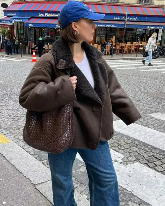 Carmela - Stylowy zimowy płaszcz skórzany