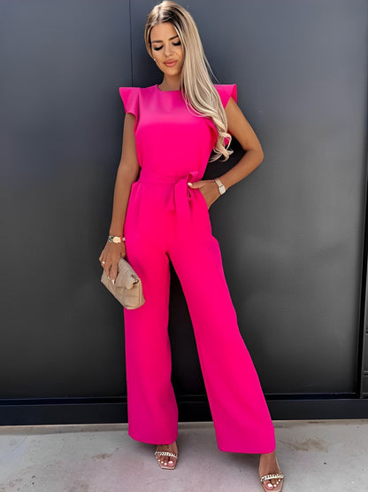 Veronica - kombinezon z paskiem z falbanami