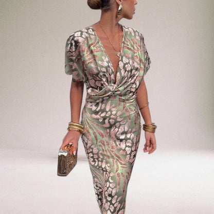 Teodora - Glamourowa Suknia Maxi z Dekoltem V dla Kobiet