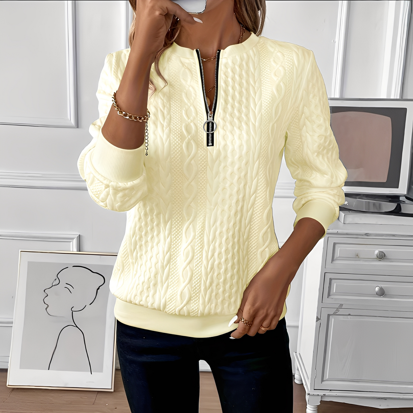 Chesley - Stylowy sweter z zamkiem dla kobiet