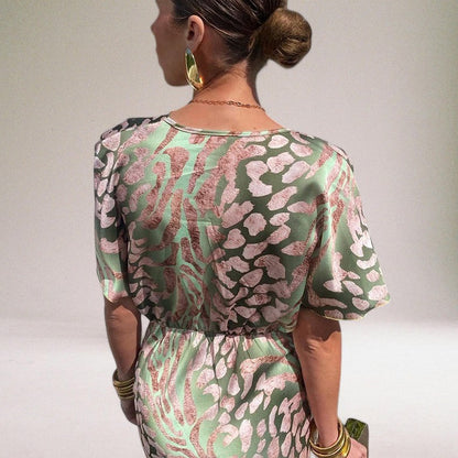 Teodora - Glamourowa Suknia Maxi z Dekoltem V dla Kobiet