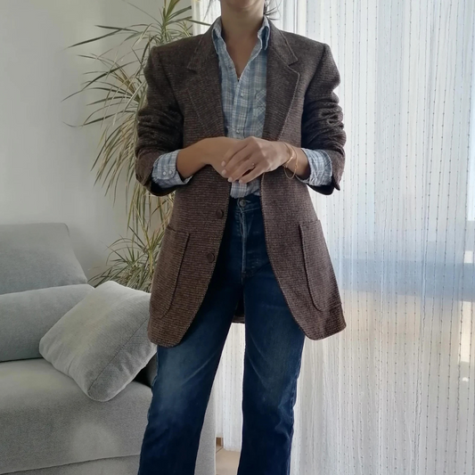Damski tweedowy blezer w stylu vintage
