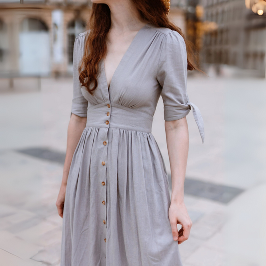 Damska sukienka Boho Button-Up Midi Dress