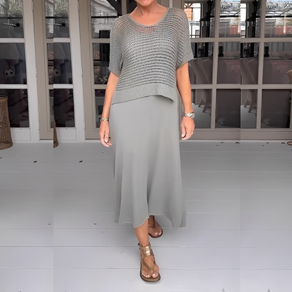 Almera - Zestaw kurtka i spódnica dzianinowa dla kobiet