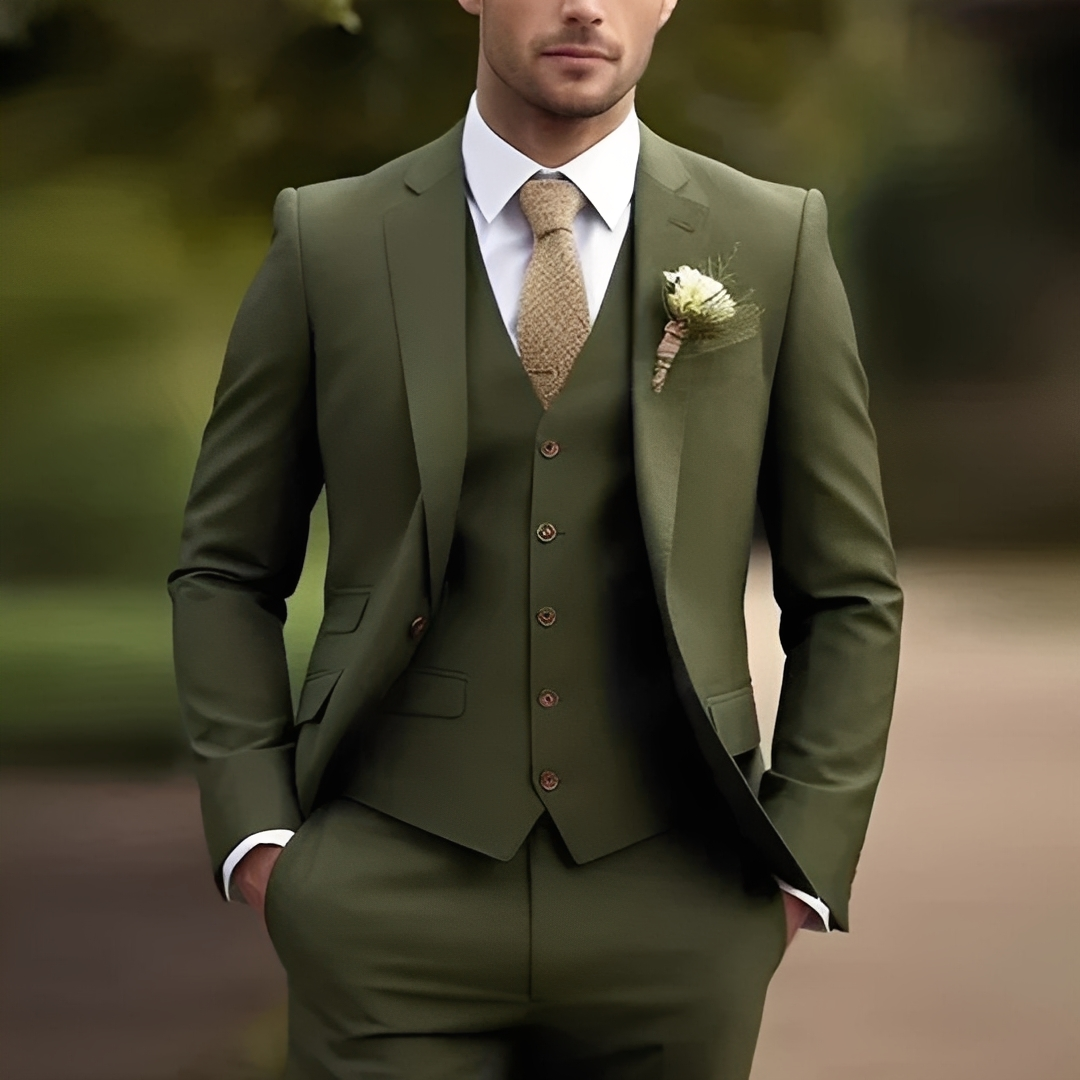 Abenner - Zestaw formalny trzyczęściowy slim fit dla mężczyzn