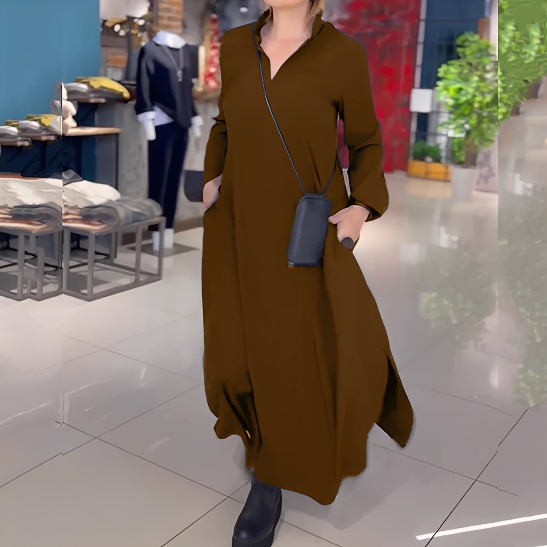 Hélène - Sukienka luźna z bocznym rozcięciem dla kobiet