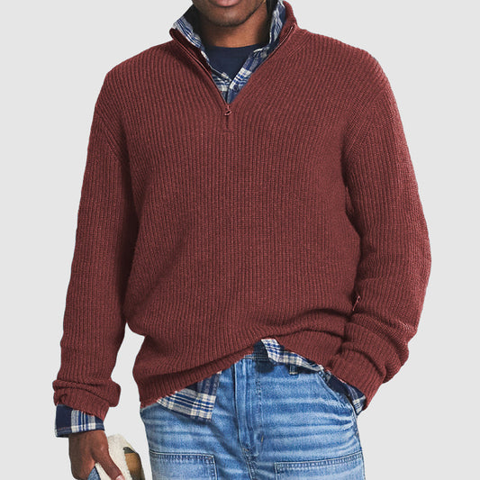 Constantine - męski kaszmirowy sweter business casual z zamkiem błyskawicznym