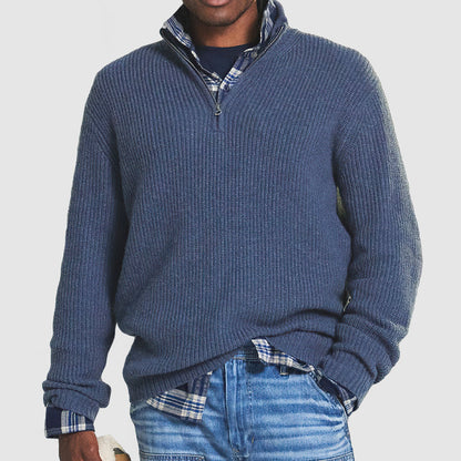Constantine - męski kaszmirowy sweter business casual z zamkiem błyskawicznym