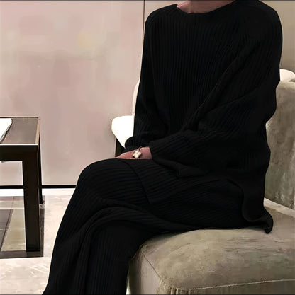 Christine - Luźno dziany zestaw sweter i spodnie dla kobiet