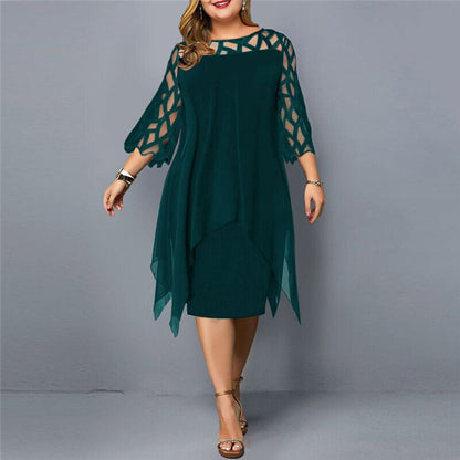 Cathryn - Elegancka midi sukienka w większym rozmiarze