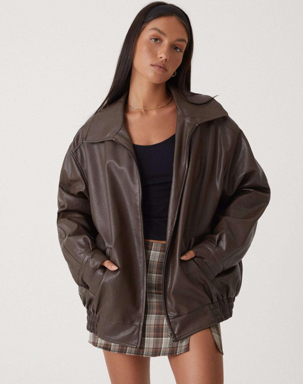Sophia - Casualowa kurtka skórzana oversize